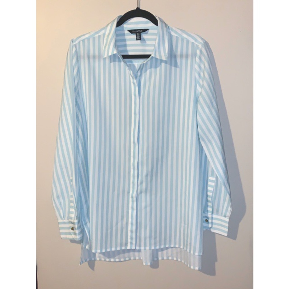 Ellen Tracy Oversized Striped Blouse L PreLoved